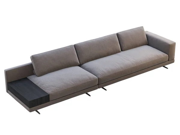 Canapé modulaire en tissu marron moderne avec table basse. 3d rendu — Photo