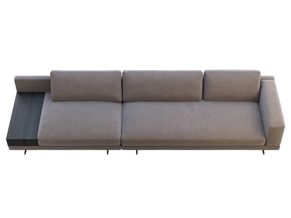 Modernes, modulares Sofa aus braunem Stoff mit Couchtisch. 3D-Darstellung — Stockfoto
