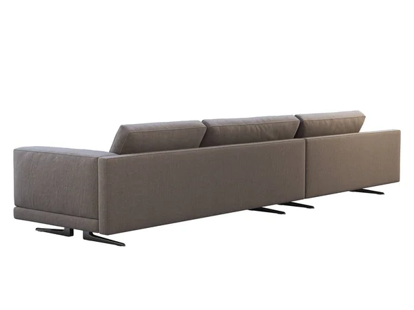 Modern barna szövet moduláris kanapé dohányzóasztallal. 3d renderelés — Stock Fotó