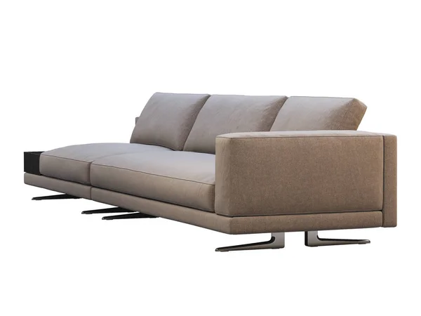 Сучасний коричневий тканинний модульний диван з журнальним столиком. 3d візуалізація — стокове фото
