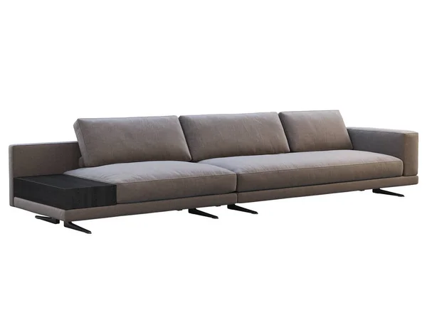 Nowoczesny brązowy materiał modułowa sofa ze stołem do kawy. 3d renderowanie — Zdjęcie stockowe