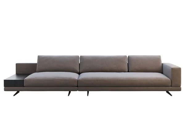 Modern brown fabric modular sofa with coffee table. 3d render