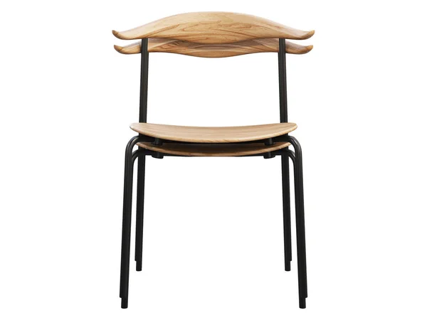 Tumpukan kursi samping logam abad pertengahan dengan kursi kayu. render 3d . — Stok Foto