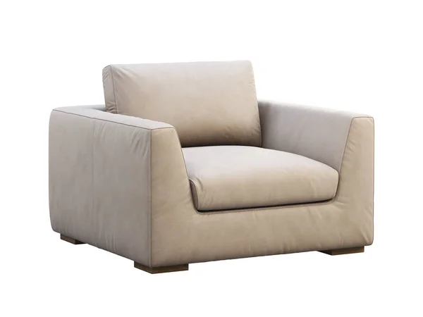 Chalet beige leather upholstery armchair. 3d render. — Stok fotoğraf