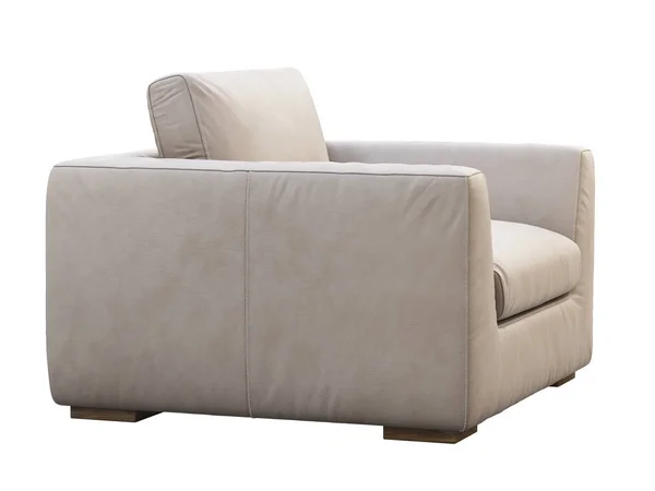 Chalet beige leather upholstery armchair. 3d render. — Stok fotoğraf