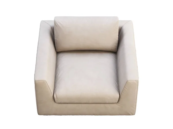 Chalet beige leather upholstery armchair. 3d render. — Stock Photo, Image