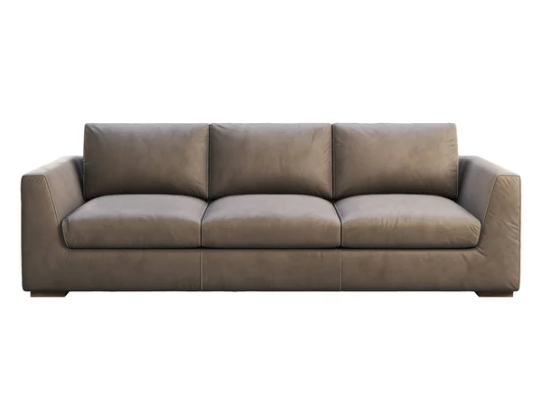 Faház barna bőr kárpitos kanapé. 3d renderelés. — Stock Fotó