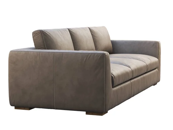 Chalé sofá estofos de couro marrom. Renderização 3d . — Fotografia de Stock