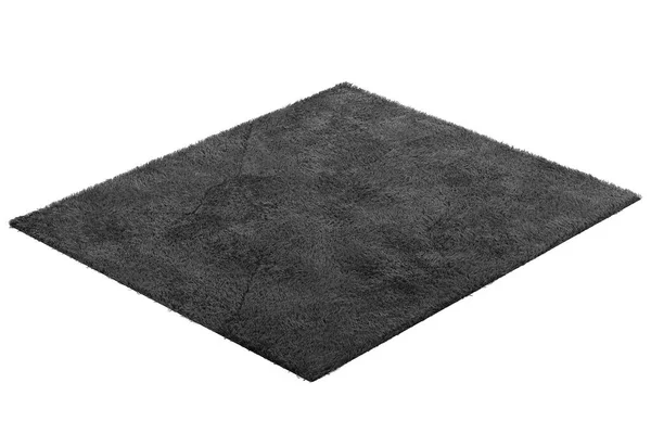 Moderner schwarzer Teppich mit hohem Flor. 3D-Darstellung — Stockfoto
