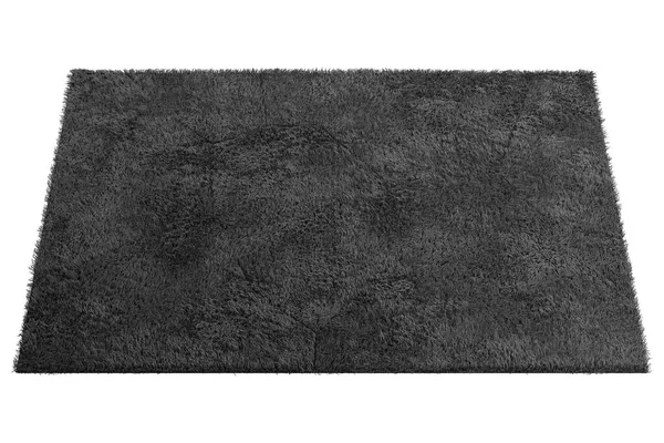 Nowoczesny czarny dywan z wysokim stosem. 3d renderowanie — Zdjęcie stockowe