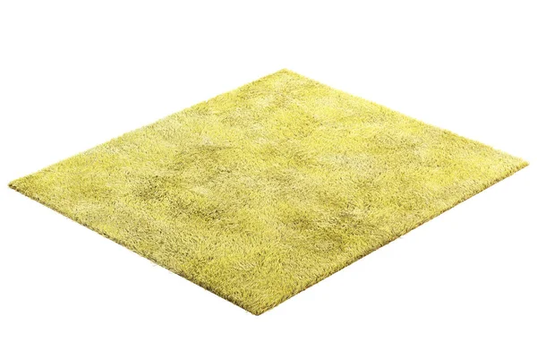 高绒头的现代黄色地毯。 3D渲染 — 图库照片
