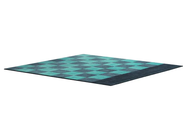 Nowoczesny prostokątny zielony i niebieski dywan o sprawdzonym wzorze. 3d renderowanie — Zdjęcie stockowe
