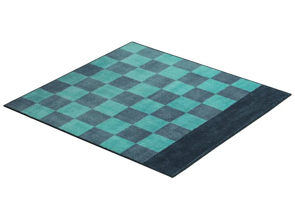 Modern rectangular green and blue rug with a checked pattern. 3d render — 스톡 사진