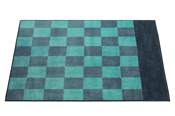 Modern téglalap alakú zöld és kék szőnyeg ellenőrzött mintával. 3d renderelés — Stock Fotó