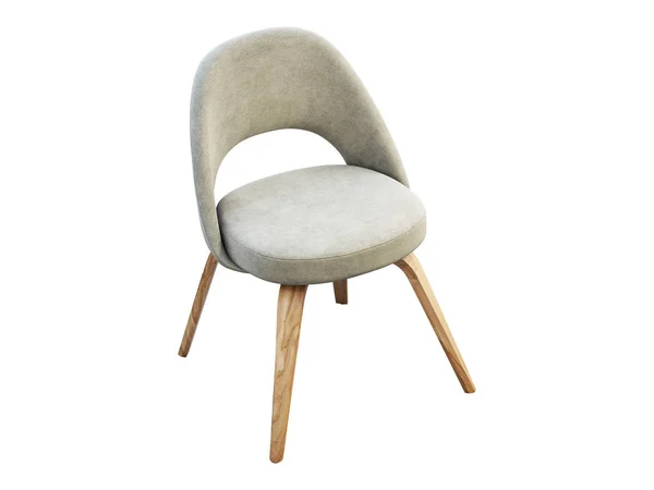 Light gray fabric chair with wooden legs. 3d render — Stockfoto