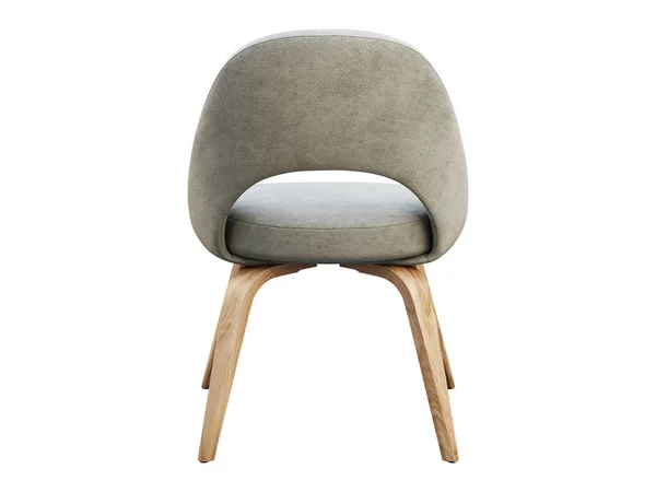 Light gray fabric chair with wooden legs. 3d render — Stok fotoğraf