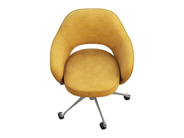 Orange fabric task armchair with chromium base. 3d render — Stockfoto