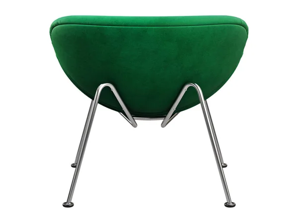 Mid-century green fabric chair with chromium legs. 3d render. — Stockfoto