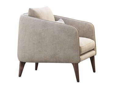 Light beige fabric chair with pillow. 3d render