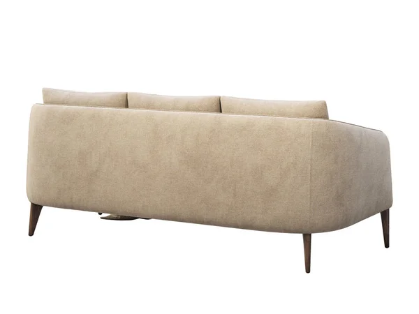 Sofa kain krem ringan dengan bantal dan kotak-kotak. render 3d — Stok Foto