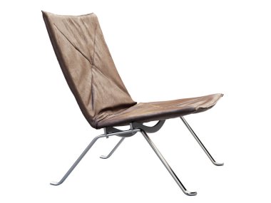 Yüzyılın ortalarında kahverengi deri ofis koltuğu. 3d hazırlayıcı.