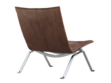 Yüzyılın ortalarında kahverengi deri ofis koltuğu. 3d hazırlayıcı.