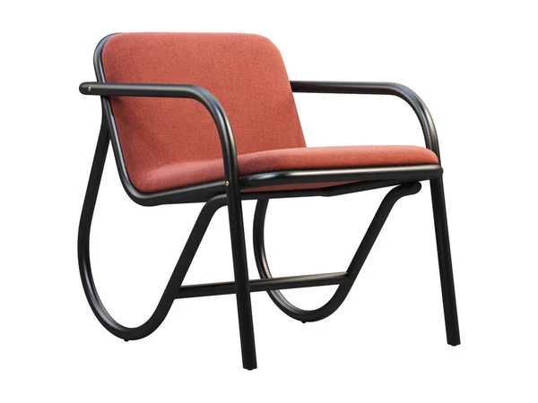 Abad pertengahan kain merah kursi dengan kursi lembut dan belakang. render 3d . — Stok Foto