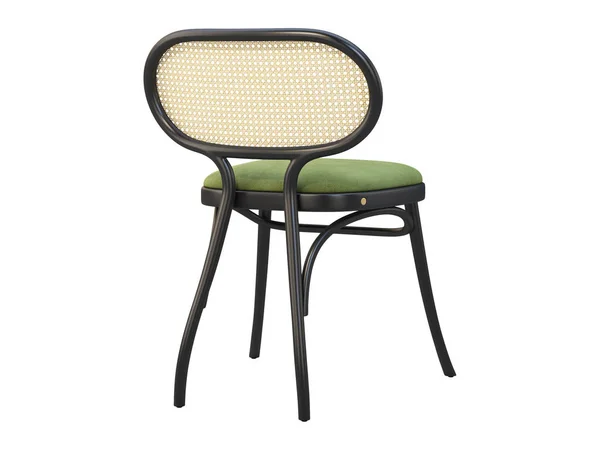 Mid Century Bent Beech Wood Chair Woven Cane Backrest Green — Stock Photo, Image