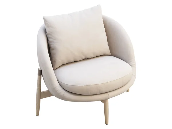 Chaise Cuir Beige Clair Avec Oreiller Sur Fond Blanc Chaise — Photo