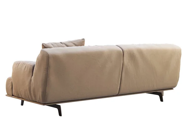 Modern Beige Fabric Sofa Textile Upholstery Sofa Pillows Throw White — Stock Photo, Image