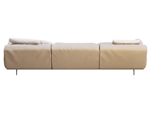 Sofa Kain Krem Modern Sofa Pelapis Tekstil Dengan Bantal Latar — Stok Foto
