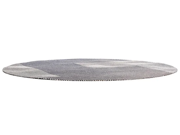 Nowoczesny Szary Okrągły Dywan Liniowym Wzorem Białym Tle Połowa Wieku — Zdjęcie stockowe