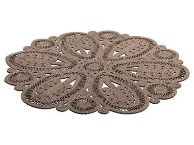 Beyaz arka planda çiçek desenli modern kahverengi kıvırcık. Yüzyılın ortalarında, Farmhouse, Etnik, Chalet, İskandinav iç mimarisi. 3d hazırlayıcı