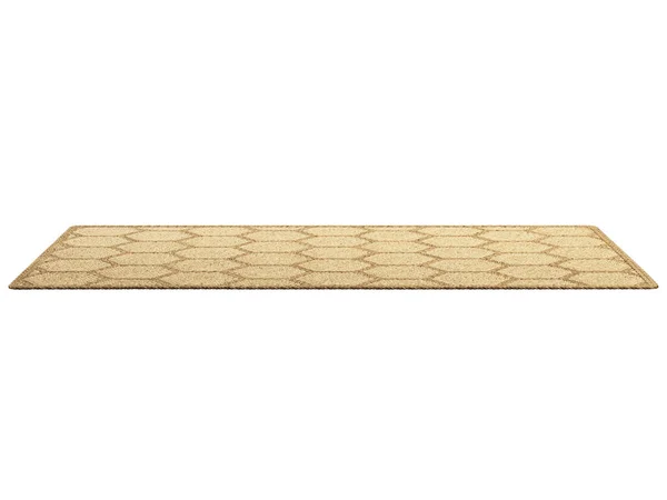Modern Rectangular Beige Jute Curpet Honeycomb Pattern White Background Mid — Stock Photo, Image