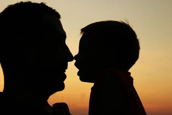 Father with baby silhouettes — Stock Photo, Image
