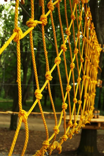 Мотузки і сітки скелелазіння в парку — стокове фото