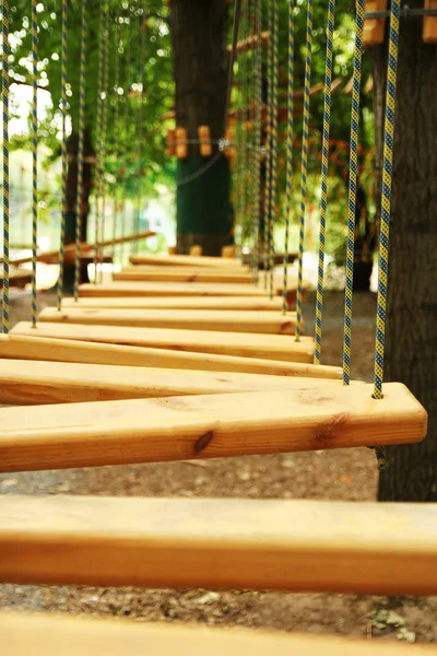 Ropes and nets climbing in the park — Stock Photo, Image