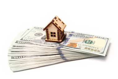 Beyaz bir arka plan iş Doları para ev