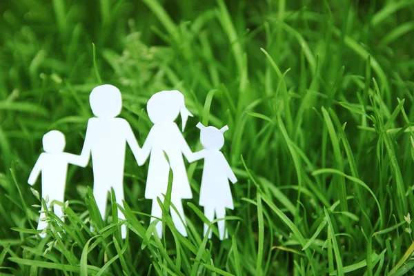 Paper family on a background of grass — Stock Photo, Image