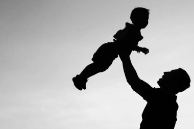 Baba ve oğul oyun silüeti