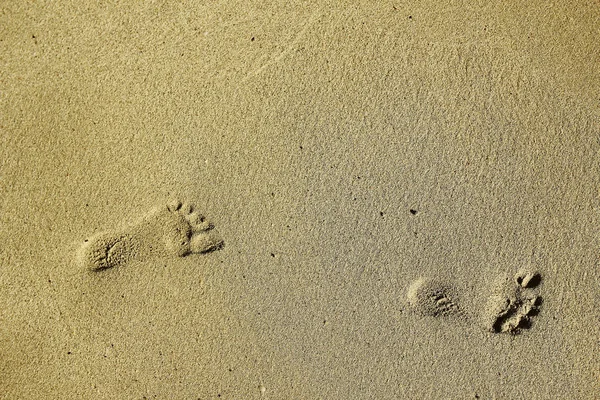 Voetafdrukken in het zand op het strand — Stockfoto