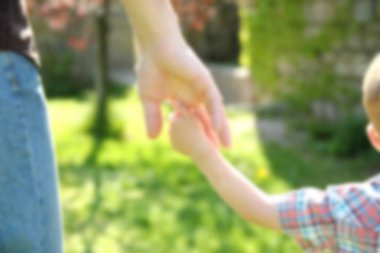  Ebeveyn küçük bir çocuğun elini tutuyor.