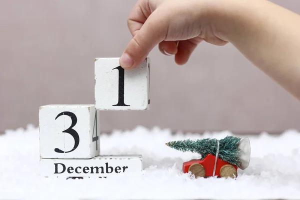 Дерев'яна різдвяна дата з фоном — стокове фото