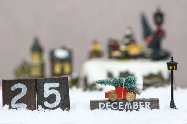 Wooden christmas date with background — Stock Photo, Image