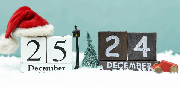 Дерев'яна різдвяна дата з фоном — стокове фото