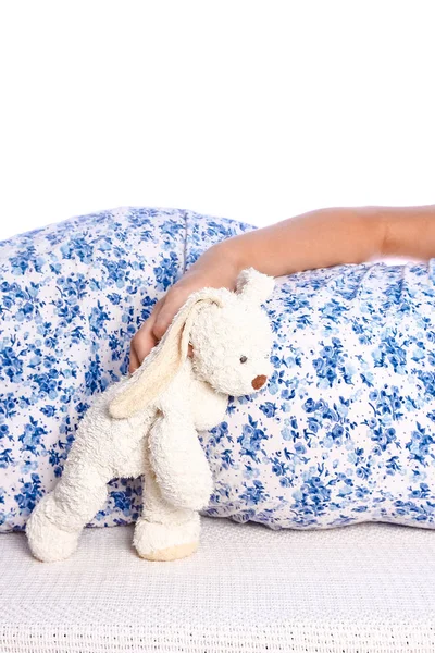 Happy pregnant girl lies on white background — Stock Photo, Image