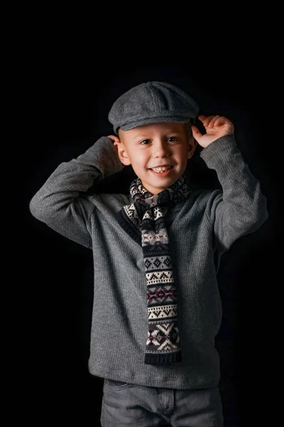 Happy dude baby on black background — Stock Photo, Image