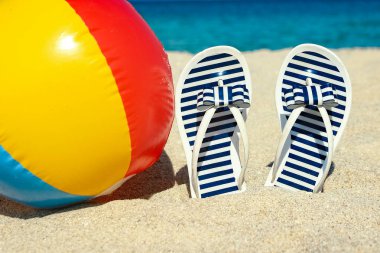 Yunanistan arka planda deniz kumgüzel terlik