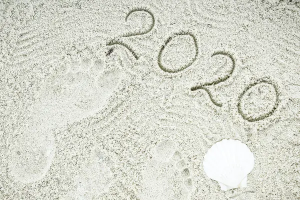 Beautiful pattern on the sea sand on nature background — Stock Photo, Image