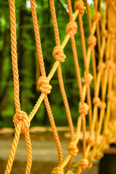 Hermosa cuerda y la red de escalada en el parque en la naturaleza —  Fotos de Stock